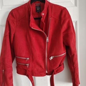 ZARA Burnt Red Suede Moto Jacket